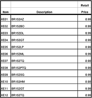 XE01 Display Prices